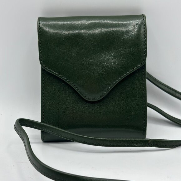 Hobo The Original Leather Credit Card ID Window Wallet Crossbody Green - Picture 1 of 11